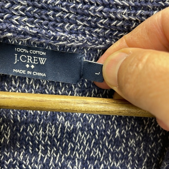 J. Crew Cotton shawl-collar cardigan sweater Sz L blue - Picture 4 of 10